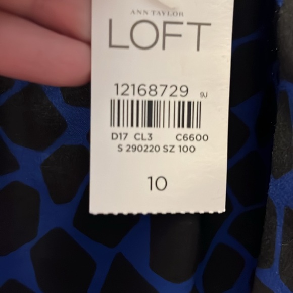 NWT LOFT Blue/black A-line dress (size 10) - Picture 5 of 5